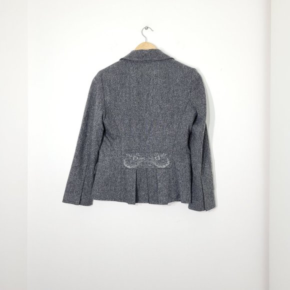 Votre Nom Vintage Charcoal Wool Blend Preppy Gray Floral Embroidery Classy Sz 2 - Picture 6 of 12